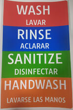 Wash Rinse Sanitize Portable 3 Compartment Sink Stickers Labels Signs