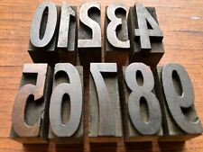 Antique Letterpress Printers Wood Type Numbers 0 Thru 9 Font Set Collection