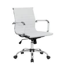 Leisuremod Harris Modern Leatherette Executive Swivel Office Chair In White