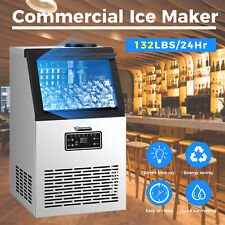 Anbull Commercial Ice Maker Machine 132lbs Large Storage Under Counter Quiet New