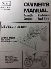 Sears Lawn Garden Tractor 3 Point Leveler Rear Grader Blade Owner Amp Parts Manual