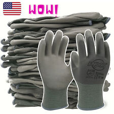 12 Pairs High Quality Polyester Nylon Pu Palm Coated Mechanic Working Gloves