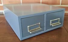 Vintage Gray Steelmaster Two Drawer Index Card File Cabinet For 3x5 Cards