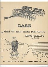 Original 10 1952 Case Model N Series Tractor Disk Harrow Parts Catalog Form A492
