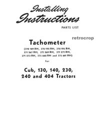Ih International Farmall Cub 100 140 Tachometer Attachment Owners Manual Tach