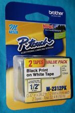 Double Pack Brother P Touch M Tape 12 Inch Black On White M 2312pk 2 Pack