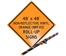 48x48 Non Reflective Vinyl Roll Up Road Work Sign With Fiberglass Ribs Batons