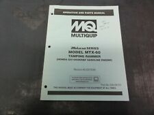 Multiquip Mikasa Model Mtx 60 Tamping Rammer Operation And Parts Manual