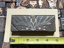 Huge Antique Vtg Eagle With Arrows Stars Letterpress Print Type Cut Ornament Block