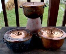 M Vintage Lab Equipment Three Copper Pots With 4 Part Lids