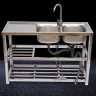 Stainless Steel Kitchen Sink 2 Bowl Sink2 Layers Shelf Home Catering Prep Table
