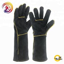 15 Inch Welding Gloves Heat Resistant Lined Leather Stick Mig Tig Bbq One Size