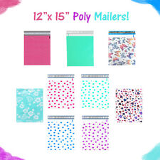 12 X 15 Designer Poly Mailers Pinkteal Polka Dotshearts Flat Shipping Bags