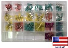 115 Heat Shrink Amp Crimp Electrical Wire Terminal Connector Assortment Kit Usa
