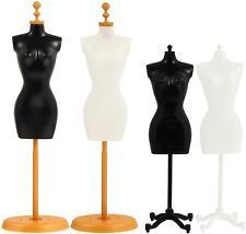 Mini Female Mannequin Torso Dress Form Manikin Body Black White Base Stand 4 Pcs