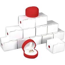12 Red Velvet Flocked Heart Ring Jewelry Display Gift Boxes 2 X 1 34