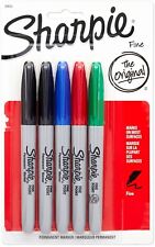 5 Pack Sharpie Fine Permanent Markers Black Blue Red Green Magic Marker 30653