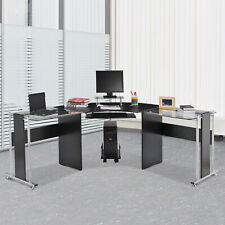 L Shaped Corner Computer Desk Pc Laptop Gaming Table Office Workstation Glass