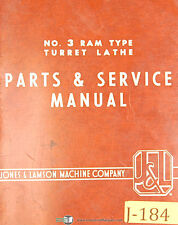 Jones Amp Lamson 3 Ram Type Turret Lathe Instructions Manual 1959