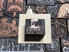 Antique Vtg Carriage Wagon Letterpress Print Type Cut Ornament Block