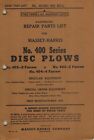 Massey-harris Vintage 400 Series Disc Plow Parts Manual