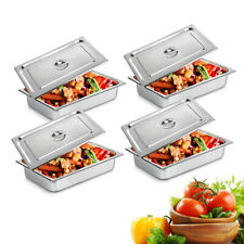 4pcs Pack 4 Deep Full Size Steam Table Pans With Lids Catering Food Warmer Buffet