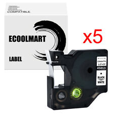 5pk Black On White Label 45013 Compatible Dymo D1 Tape 30m X 7m Labelwriter