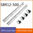 2pcs Sbr12-500 Fully Supported Shaft Rod Linear Rail 4pcs Slider Block Cnc