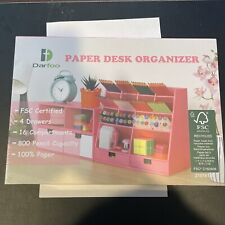 Darfoo Paper Desk Vanity Organizer Compartments Drawers Make Up Storage Pink