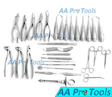34 Pcs Oral Dental Extraction Surgery Extracting Elevators Forceps Instruments