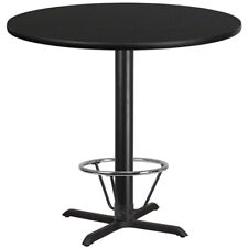 42 Round Restaurant Bar Height Table With Black Laminate Top And Foot Ring