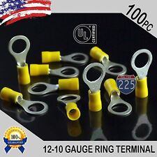 100 Pack 12 10 Gauge 38 Stud Insulated Vinyl Ring Terminals Tin Copper Core Us