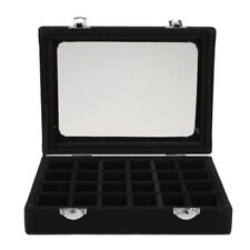Elegant Jewelry Necklace Earring Storage Display Box Case Glass Lid Black Chic