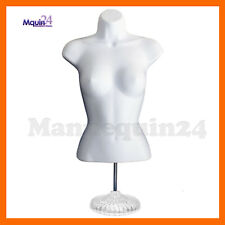 Female Torso Mannequin Dress Body Form White With Stand Hooks For Hanging