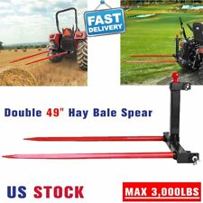 Skid Steer Double 49 Hay Bale Spear Attachment Heavy Duty Tractor Handling Hitc