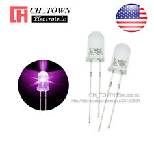 100pcs 5mm Led Diodes Water Clear Purpleuv Light Round Top Ultra Violite Usa