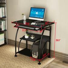 Computer Desk Pc Laptop Tempered Glass Table Workstation Office Home Furniture