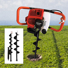23hp 52cc Gas Powered Earth Auger Post Hole Digger Borer Fence Ground With 3 Bits