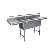 2 Compartment Stainless Steel Sink 18x18 2 Drainboard