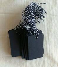 100 Black Blank Merchandise Price Tags With Strings Small Strung Pre Strung