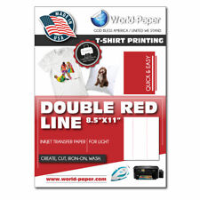 Heat Press Transfer Paper Inkjet Light Double Red Line 25 Sheets 8 5 X 11
