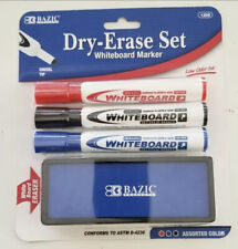 Bazic White Board Marker 3 Assorted Color Chisel Tip Dry Erase Markers Witheraser