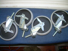 Lot Of 4 Faultless 5 X 1 Swivel Threaded Stem Caster With Wheel Brake 30808