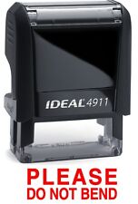 Please Do Not Bend Stamp Text On Ideal 4911 Self Inking Rubber Stamp Red Ink