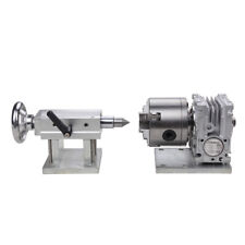 Cnc Engraving Router Rotary A 4th Axis Gearbox 4 Jaw 80mm Chuck Manual Tailstock