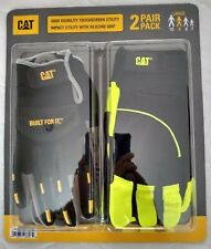 Cat Brand High Visibility Utility Gloves Withsilicone Grip 2 Pair Pack Large