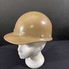 Vintage Tan Fibre Metal Hard Hat Superglas Helmet W Liner Cap