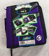 Case It The Z 3 Ring Binder 3 Capacity Purple Black Gray Handle Strap Pockets