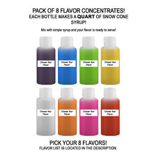 Shaved Ice Sno Cone Flavor Syrup Mix Concentrate Snow Kone Mix 8 Pack 1oz
