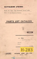 Hitachi Seiki 4a Ram Type Universal Turret Lathe Parts List Manual 1966